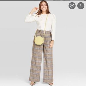 Wide leg plaid trousers